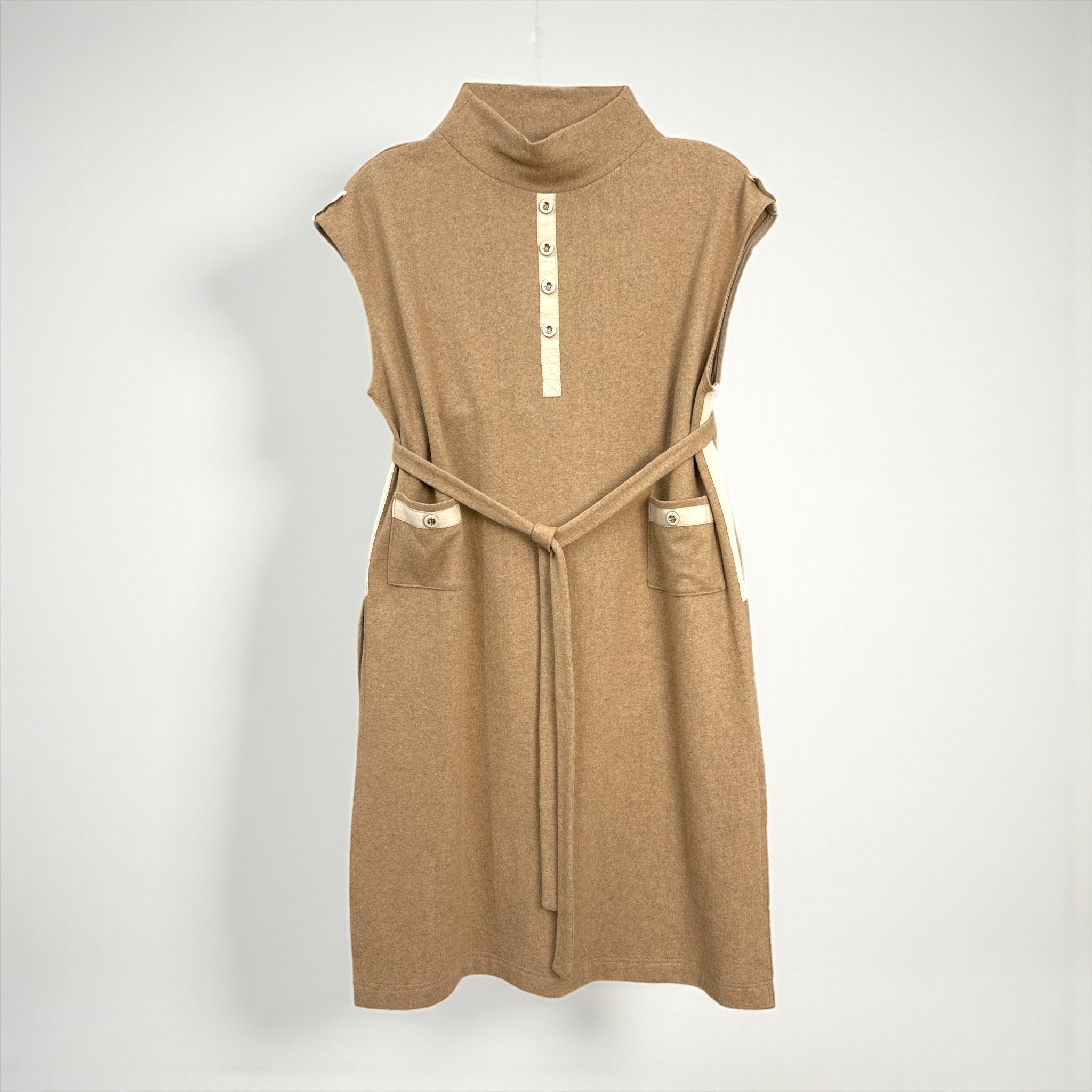 Robe midi tunique sans manches en jersey de laine - Robes - robe - robe jersey - robe longue - EMDORIA PARIS