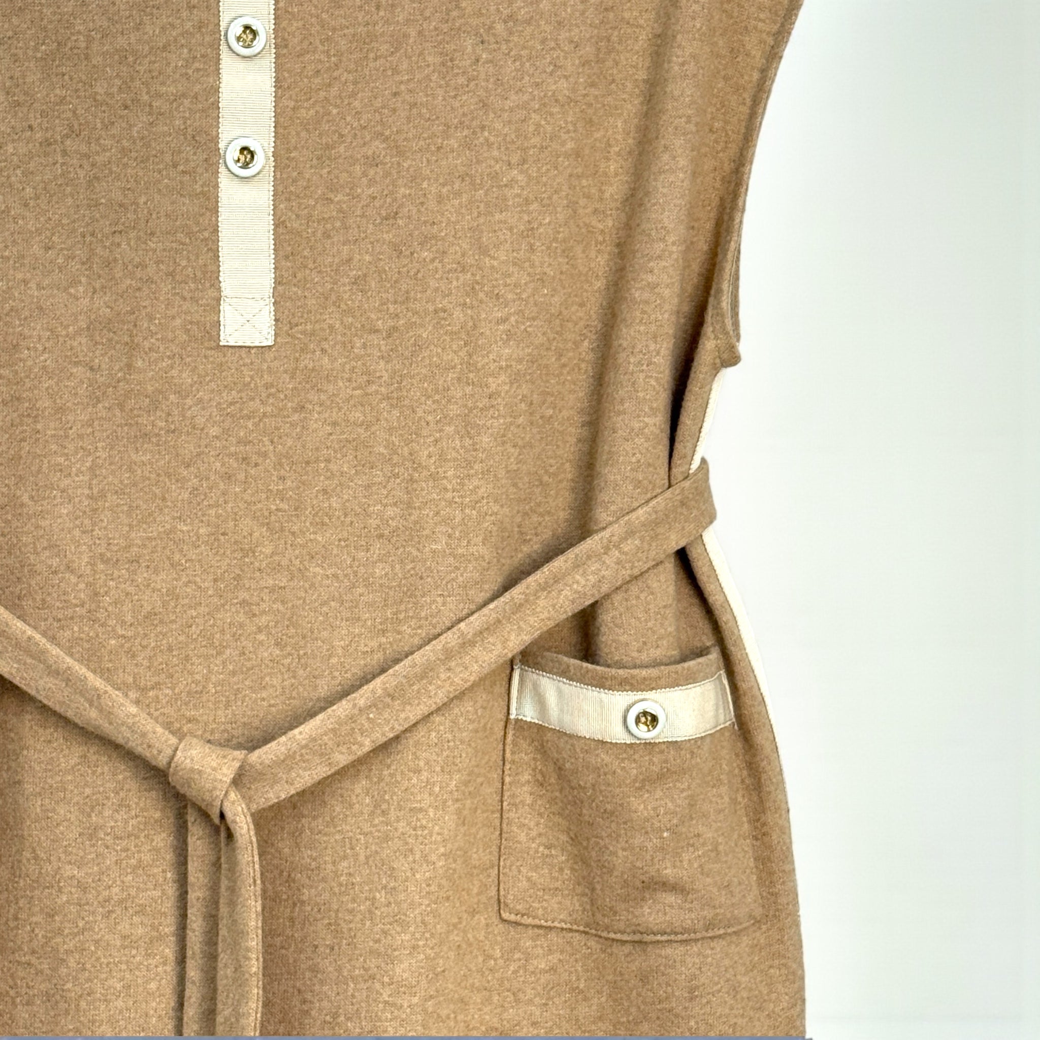 Robe midi tunique sans manches en jersey de laine - Robes - robe - robe jersey - robe longue - EMDORIA PARIS