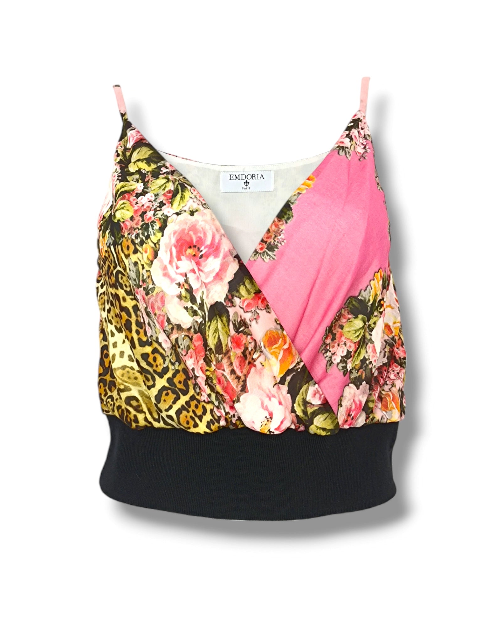 Haut croisée cache-coeur en mousseline soie bretelles réglables-Hauts- croptop-haut-EMDORIA