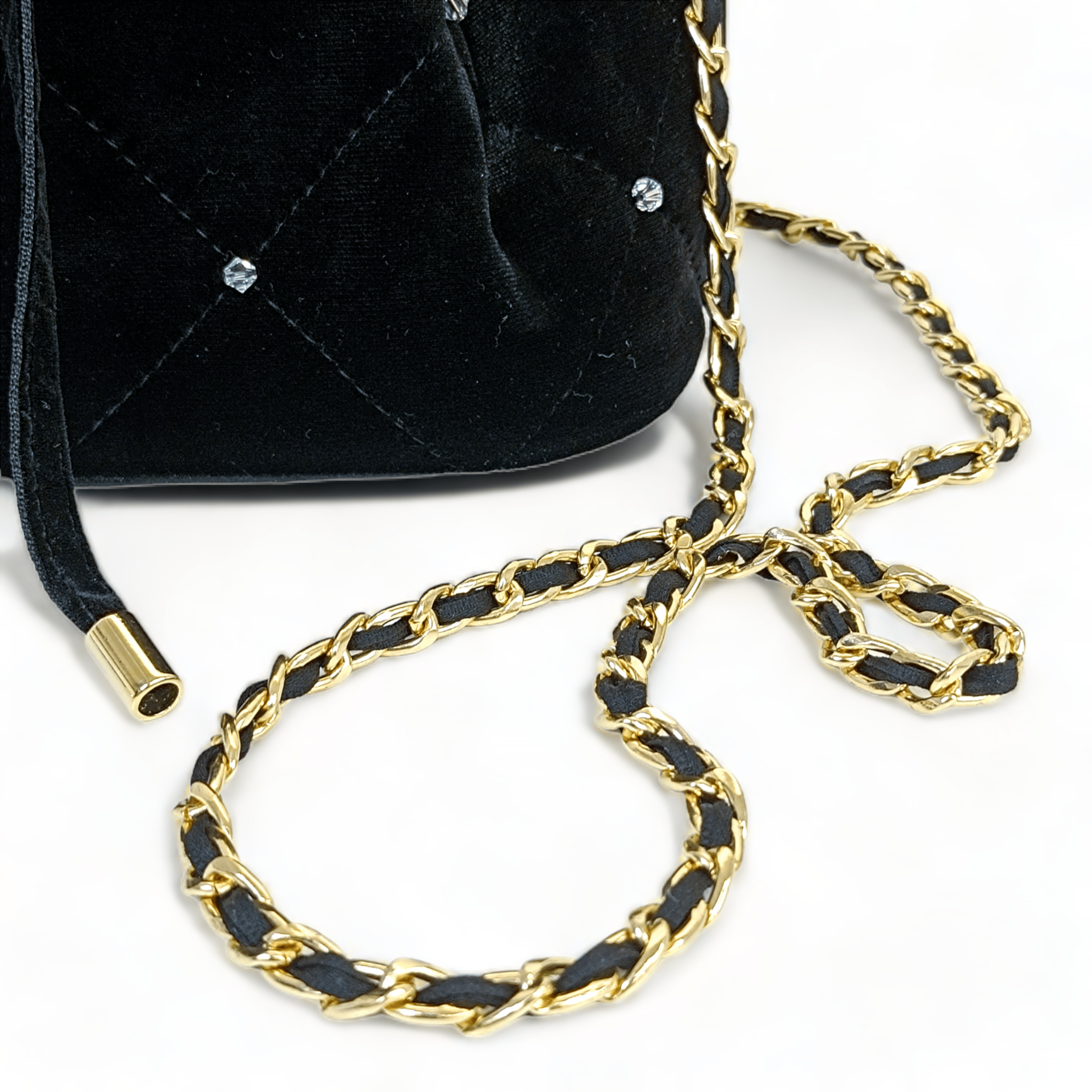 Sac à main pochette velours en bandoulière avec strasses-Sacs à main- accessoire-Cristaux-design-EMDORIA PARIS