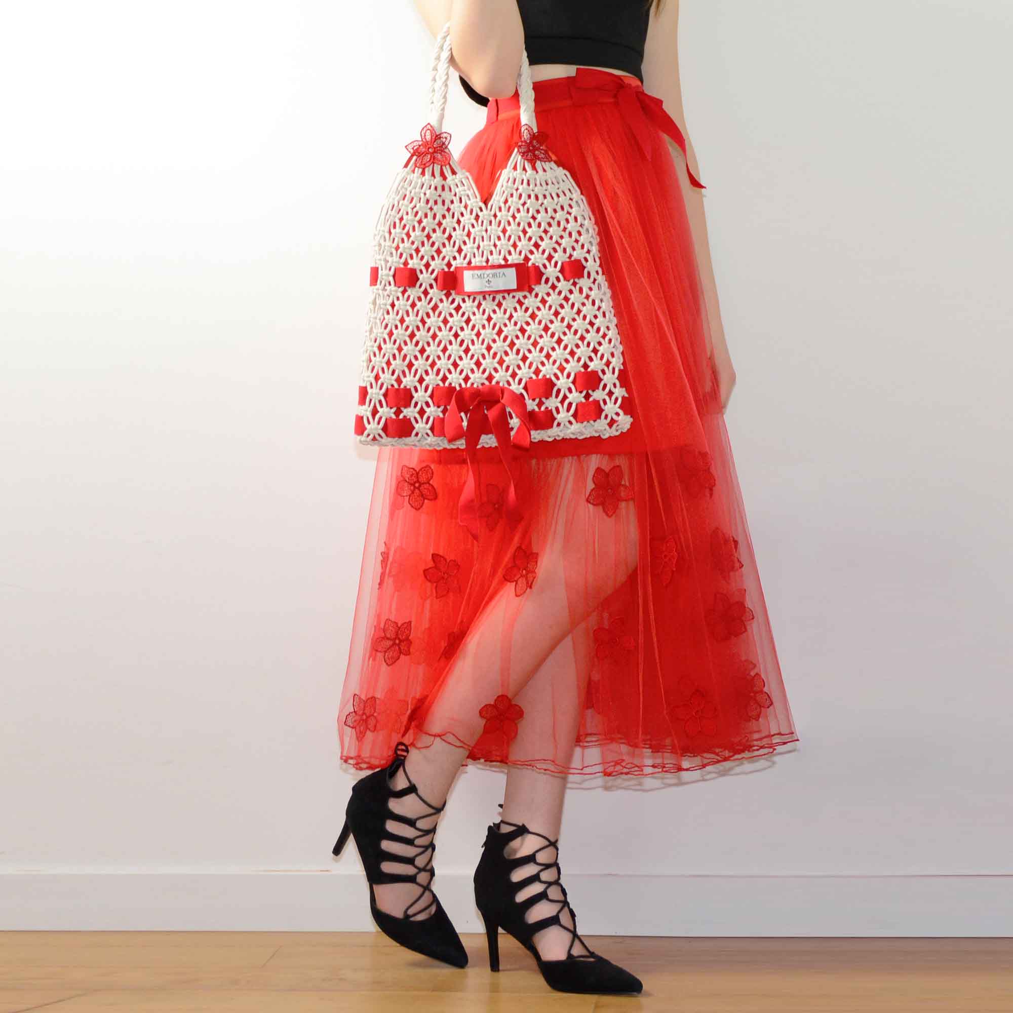 Jupe en Tulle Couture avec Cordon et broderies pour Femme-Jupes- 36-38-40-EMDORIA PARIS