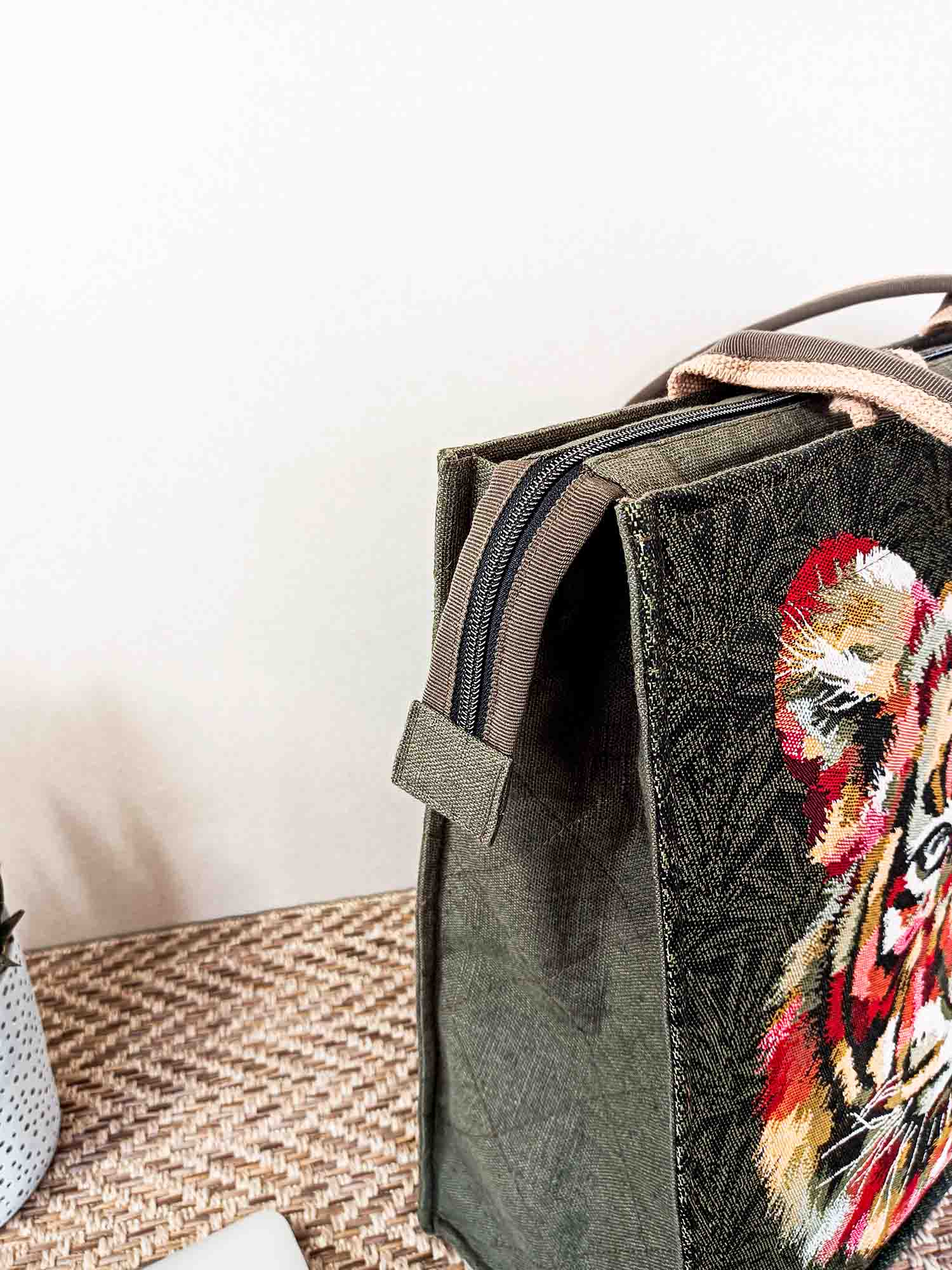 Sac à main cabas grande taille en lin enduit et jacquard imperméable - Sacs à main - bag - cabas - cabas en lin - EMDORIA PARIS