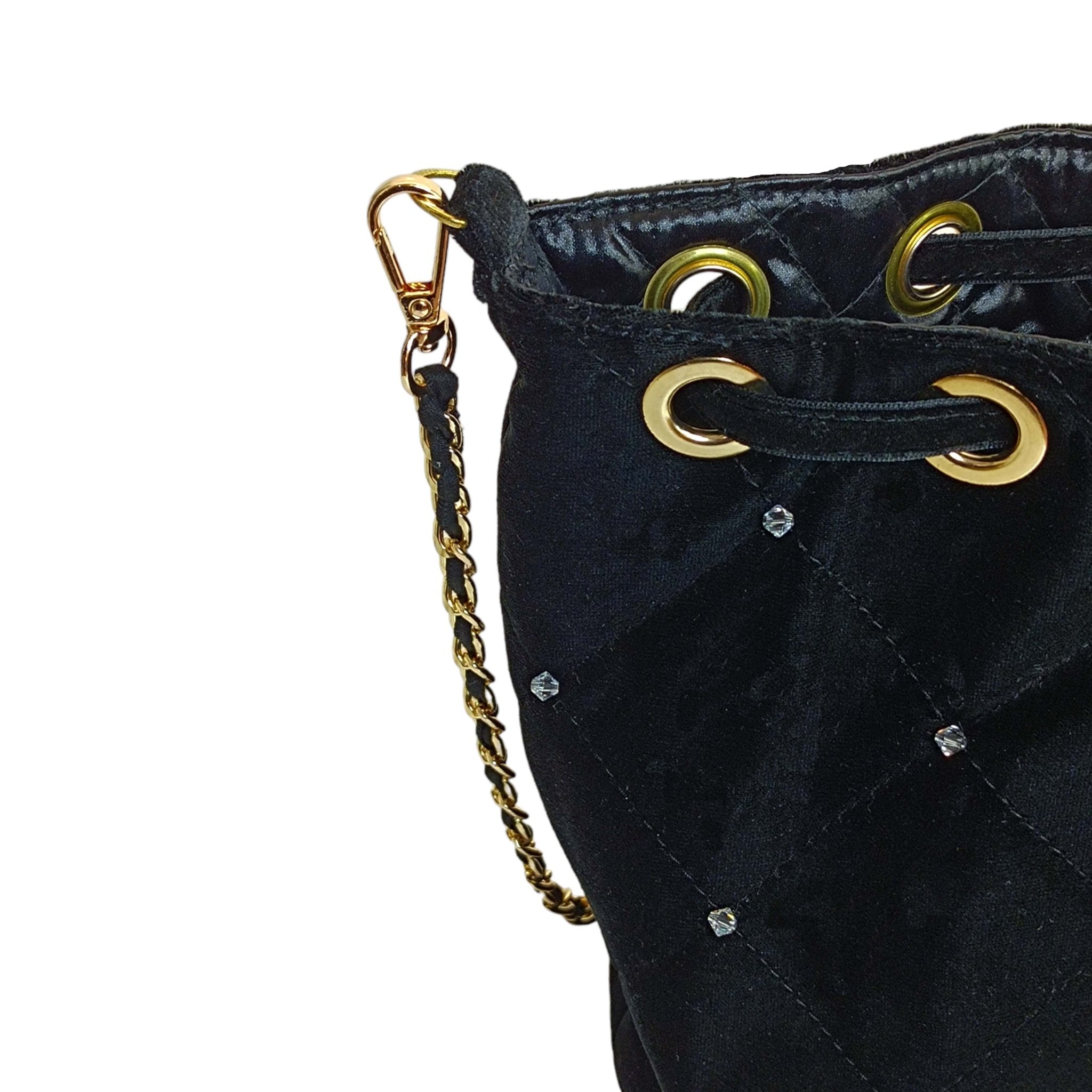 Sac à main pochette velours en bandoulière avec strasses-Sacs à main- accessoire-Cristaux-design-EMDORIA PARIS