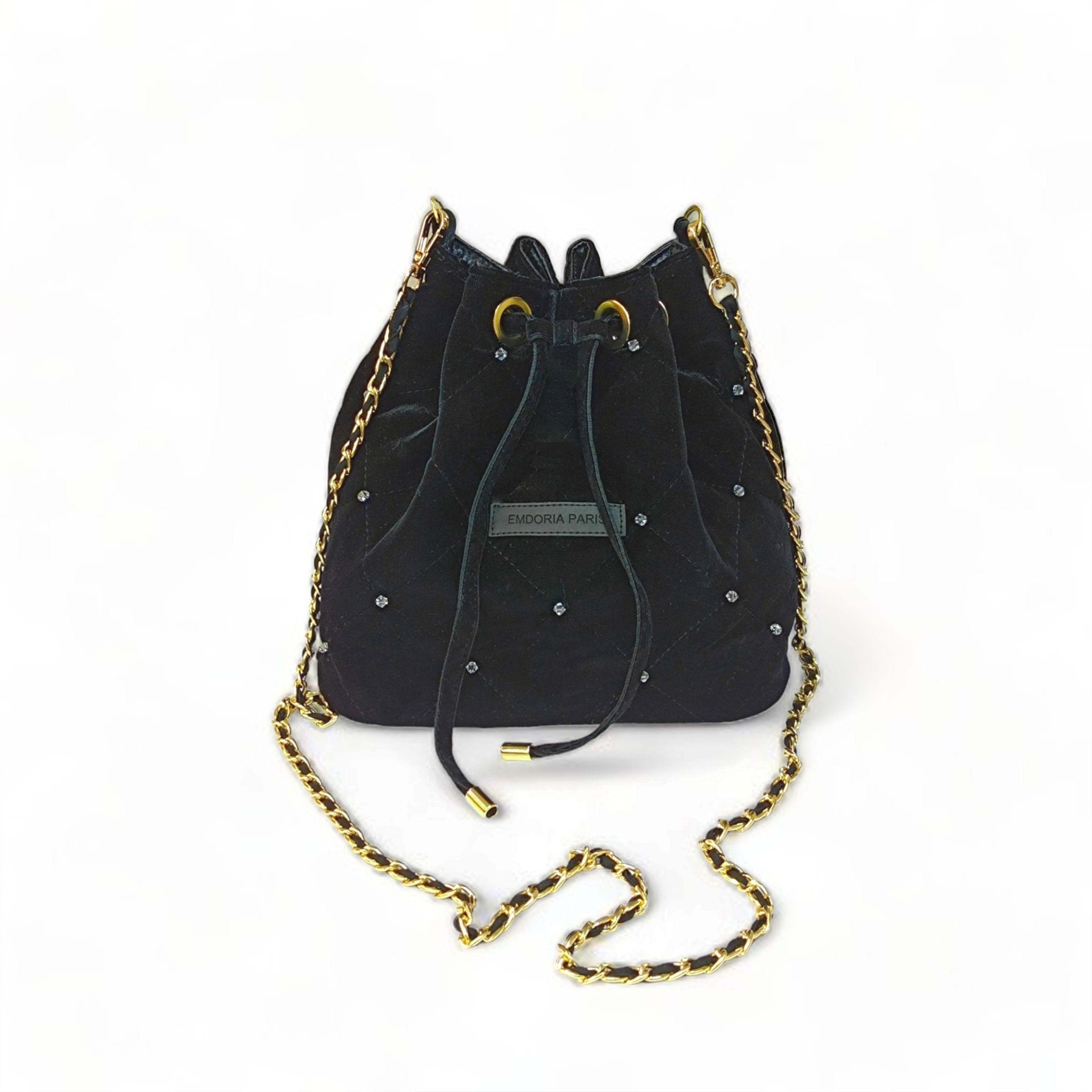 Sac à main pochette velours en bandoulière avec strasses,
