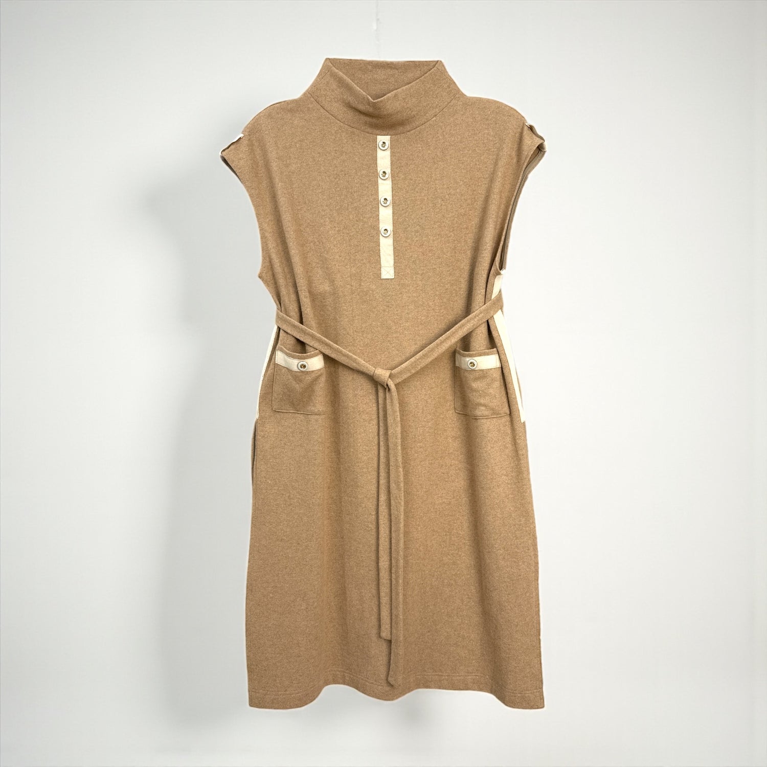 Robe midi tunique sans manches en jersey de laine - Robes - robe - robe jersey - robe longue - EMDORIA PARIS