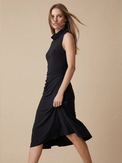 Robe - col bénitier - jersey - noir - shop_name