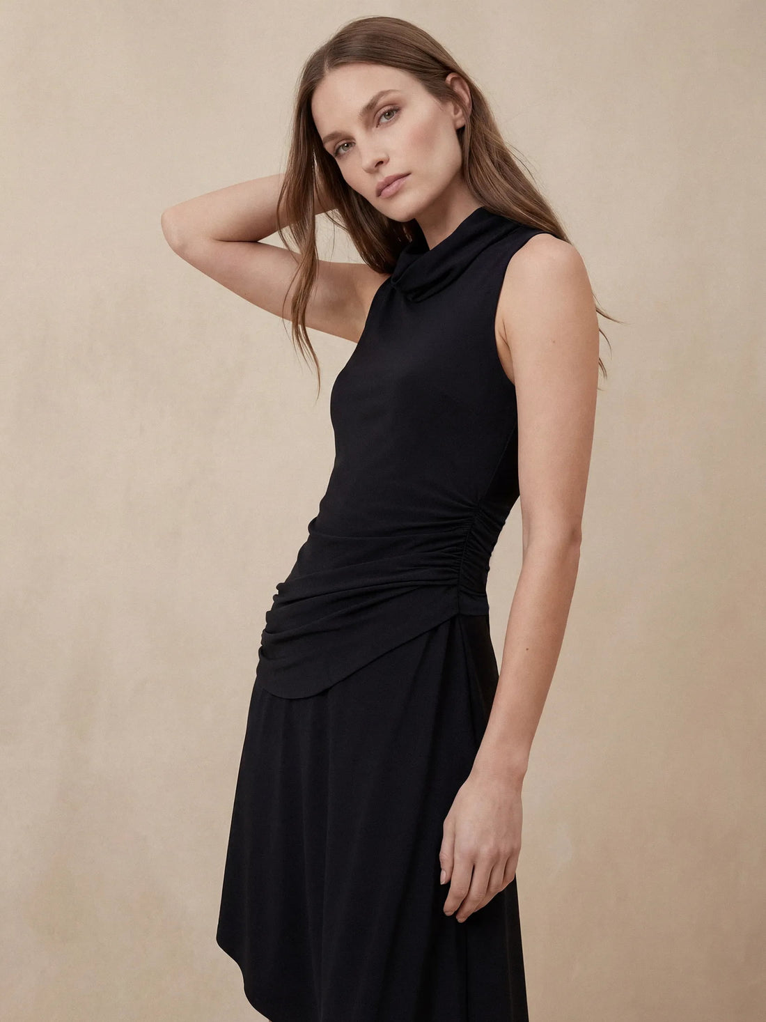 Robe - col bénitier - jersey - noir - shop_name