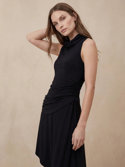 Robe - col bénitier - jersey - noir - shop_name