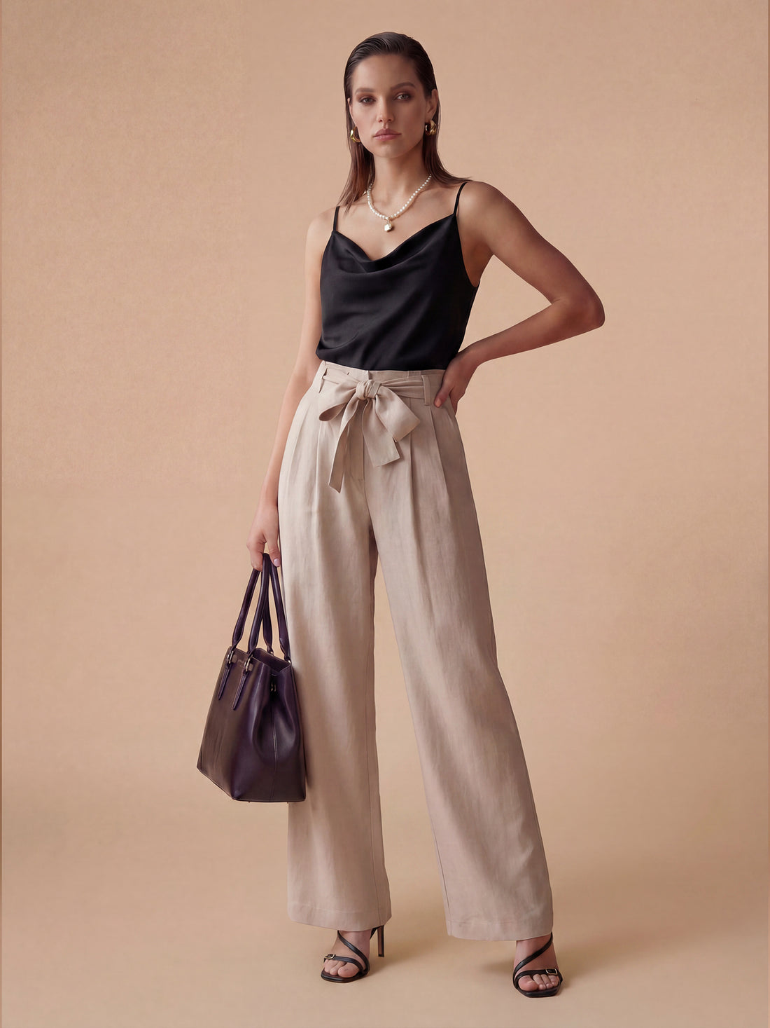 Pantalon Lino à plis en lin fluide - Pantalon - emdoria - paris - fait - main - femme - EMDORIA PARIS