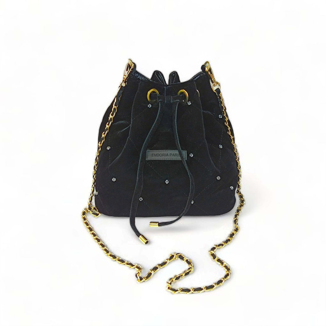 Sac à main pochette velours en bandoulière avec strasses, 