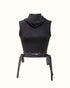 Haut Noir en jersey à col montant Haut avec cordon en satin-Hauts Crop Top- T-shirt noir-EMDORIA PARIS